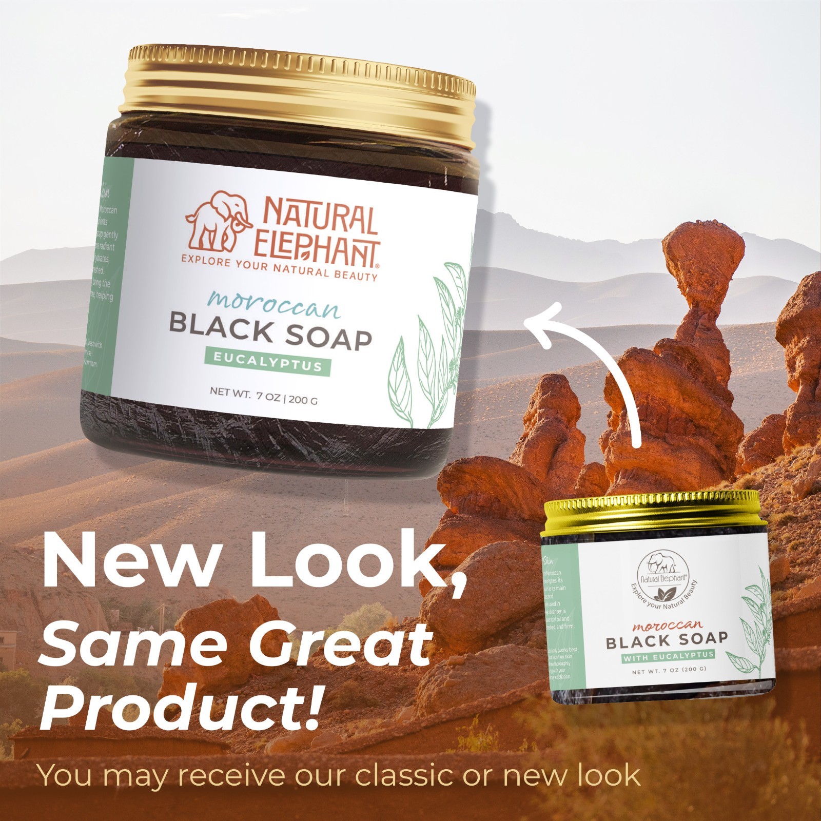 Natural Elephant Moroccan Black Soap | Eucalyptus | Travel Size 2oz