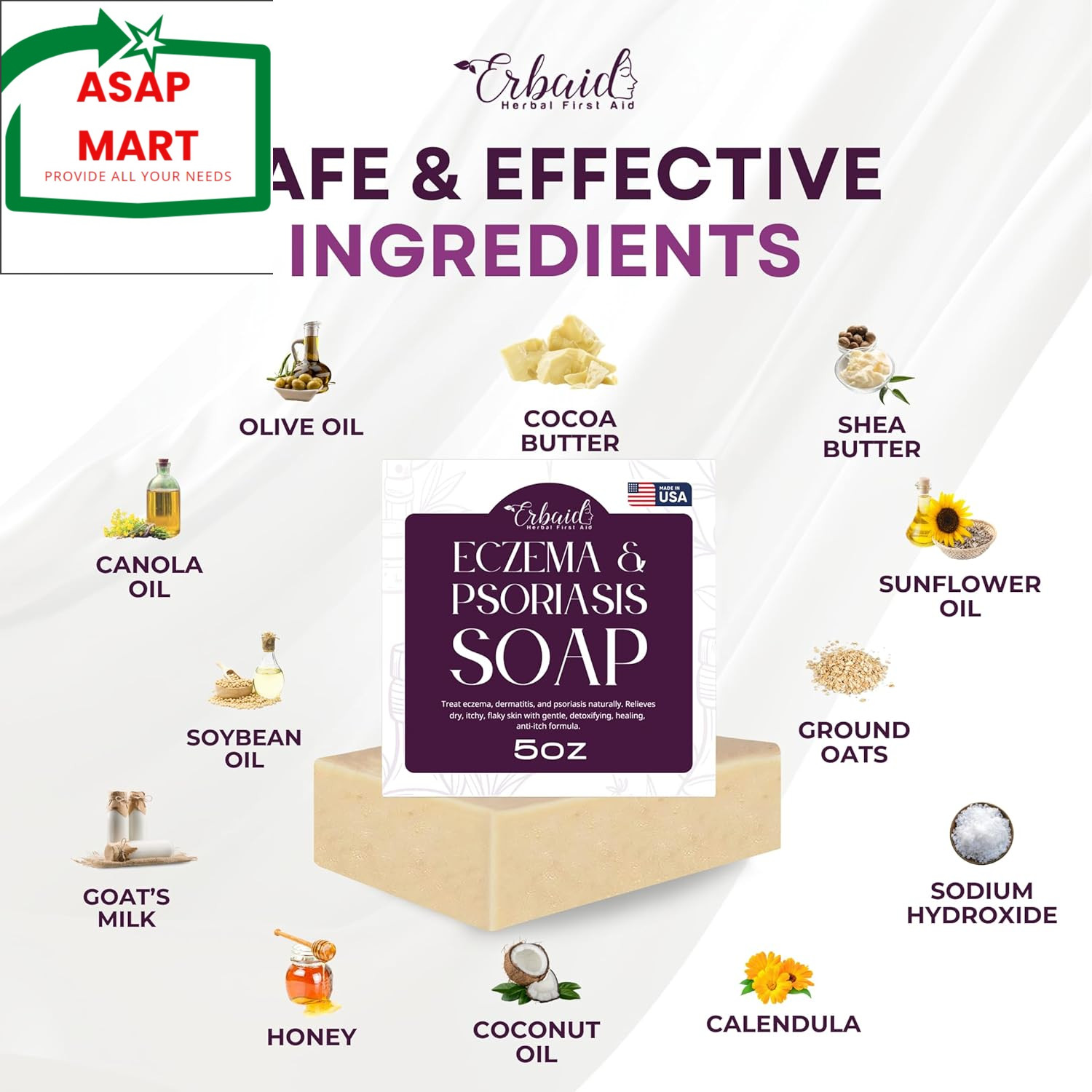 Eczema Soap Bar for Face and Body – All Natural Dermatitis, Psoriasis Treatment.