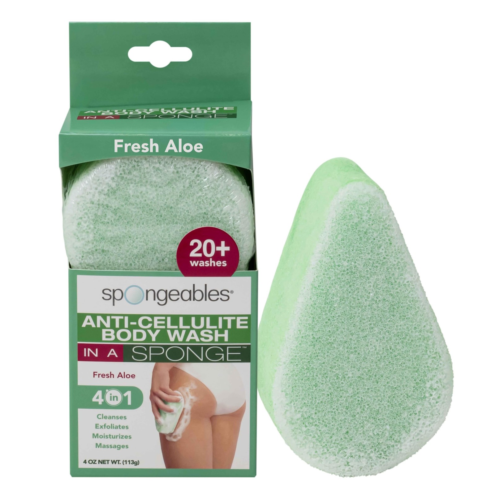 Spongeables Anti Cellulite Body Wash in a 20+ 1 Count (Pack of 1), Aloe