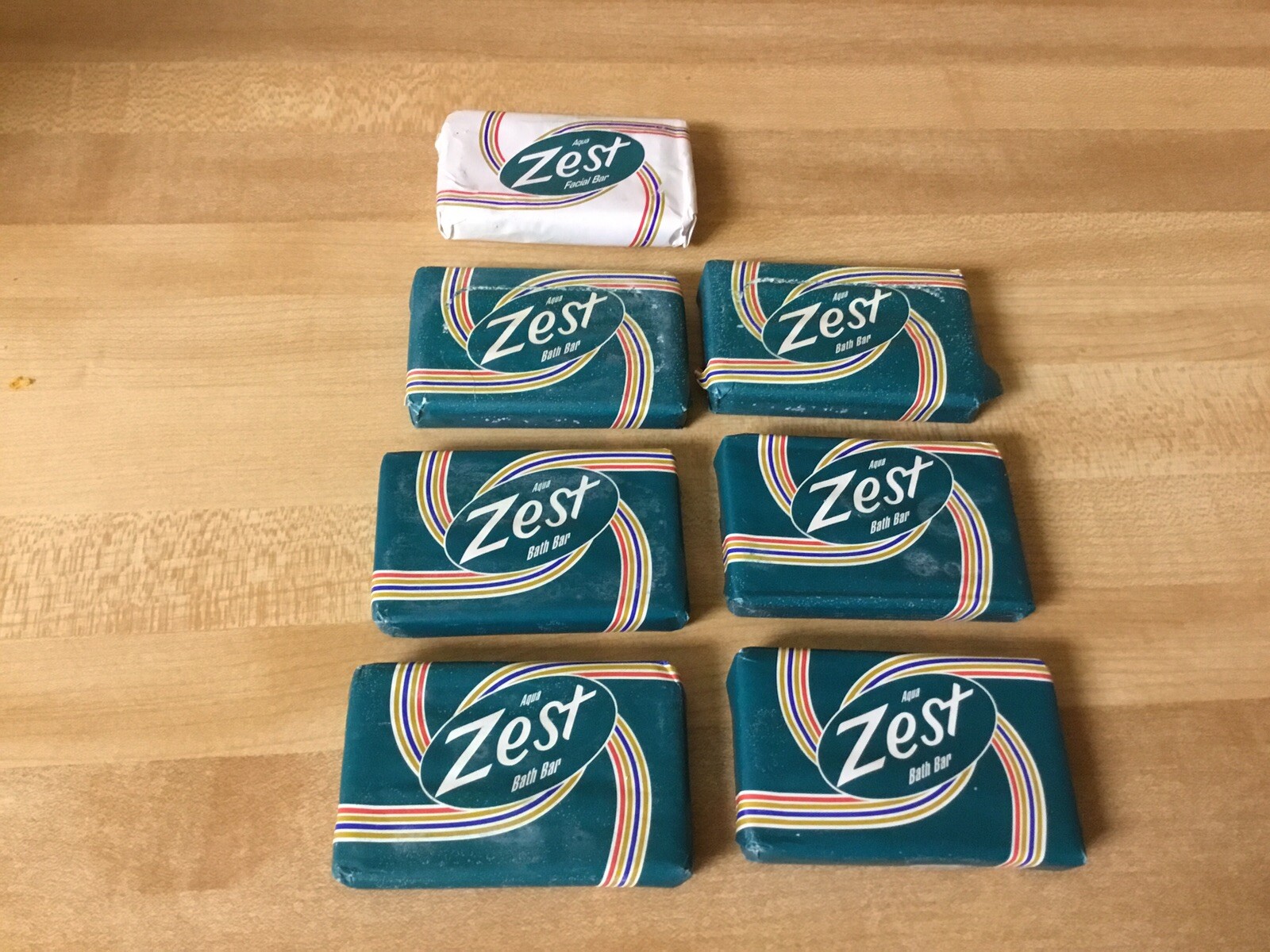 Vintage Aqua Zest Bath Bar Soap (6) Travel Sizes & Zest Facial Bar (1) New