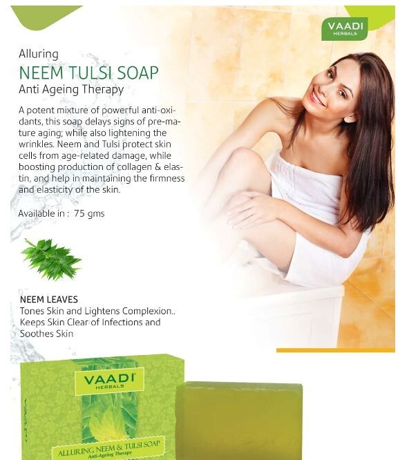 Alluring Neem-Tulsi Soap with Vitamin E & Tea Tree Oil (75 gms X Per Soap)
