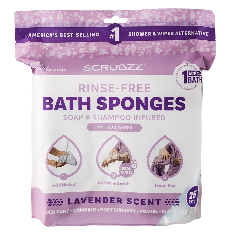 Disposable No Rinse Bathing Wipes – 25 Pack – Adult Bathing Wet Wipes for