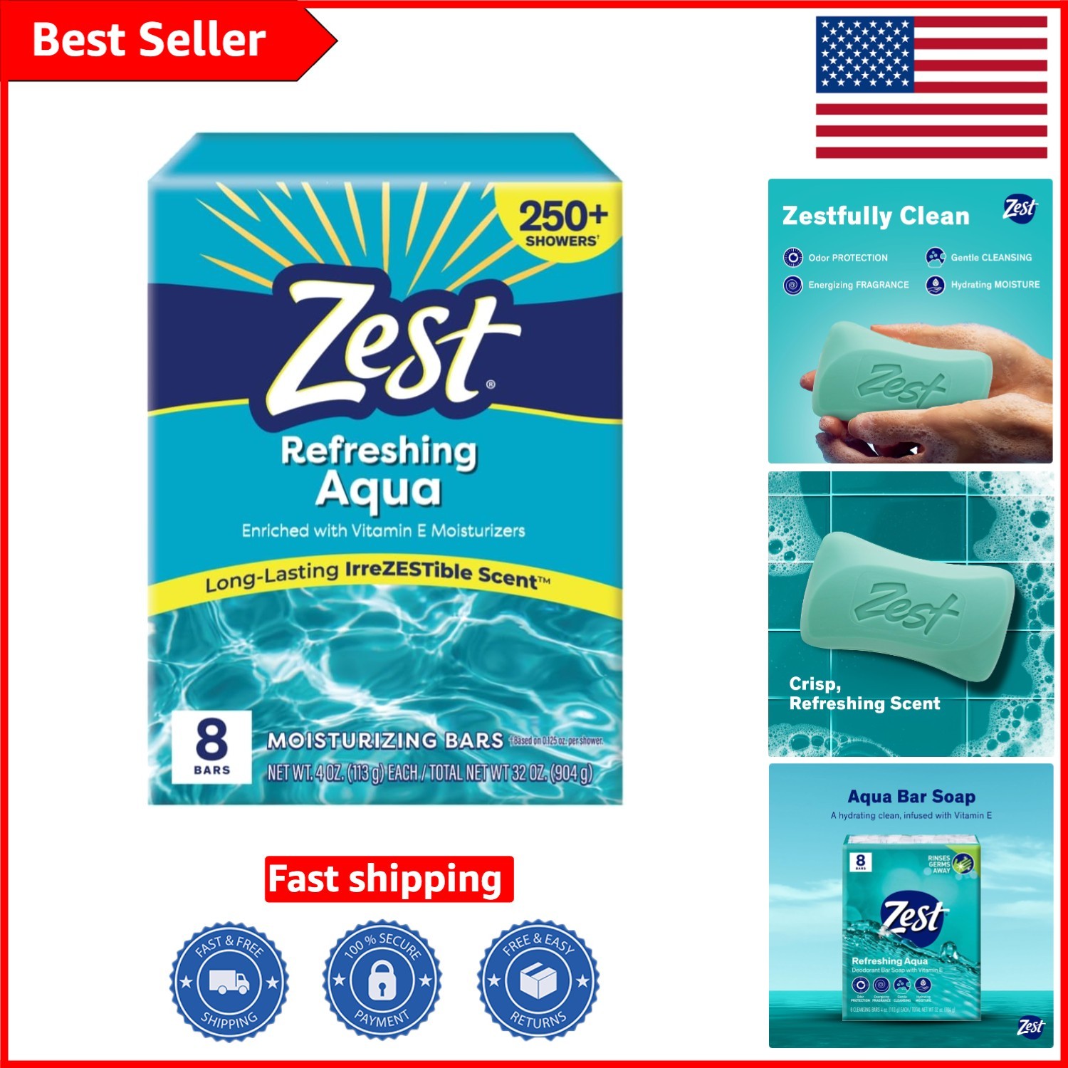 Aqua Scented 8-Bar Detoxifying Bath Soap Set – 4 Oz Bars for Luxurious Cleansing