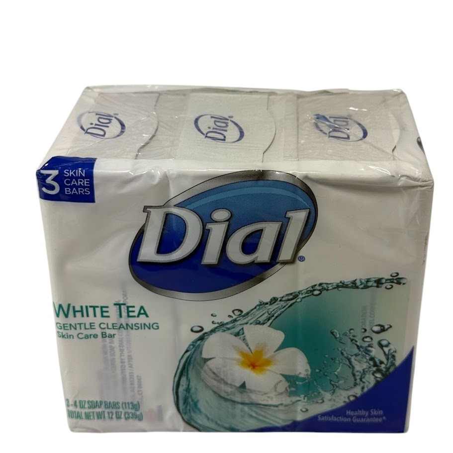 Dial White Tea Gentle Cleansing Bar Soap 3 Bars Glycerin 4oz each New