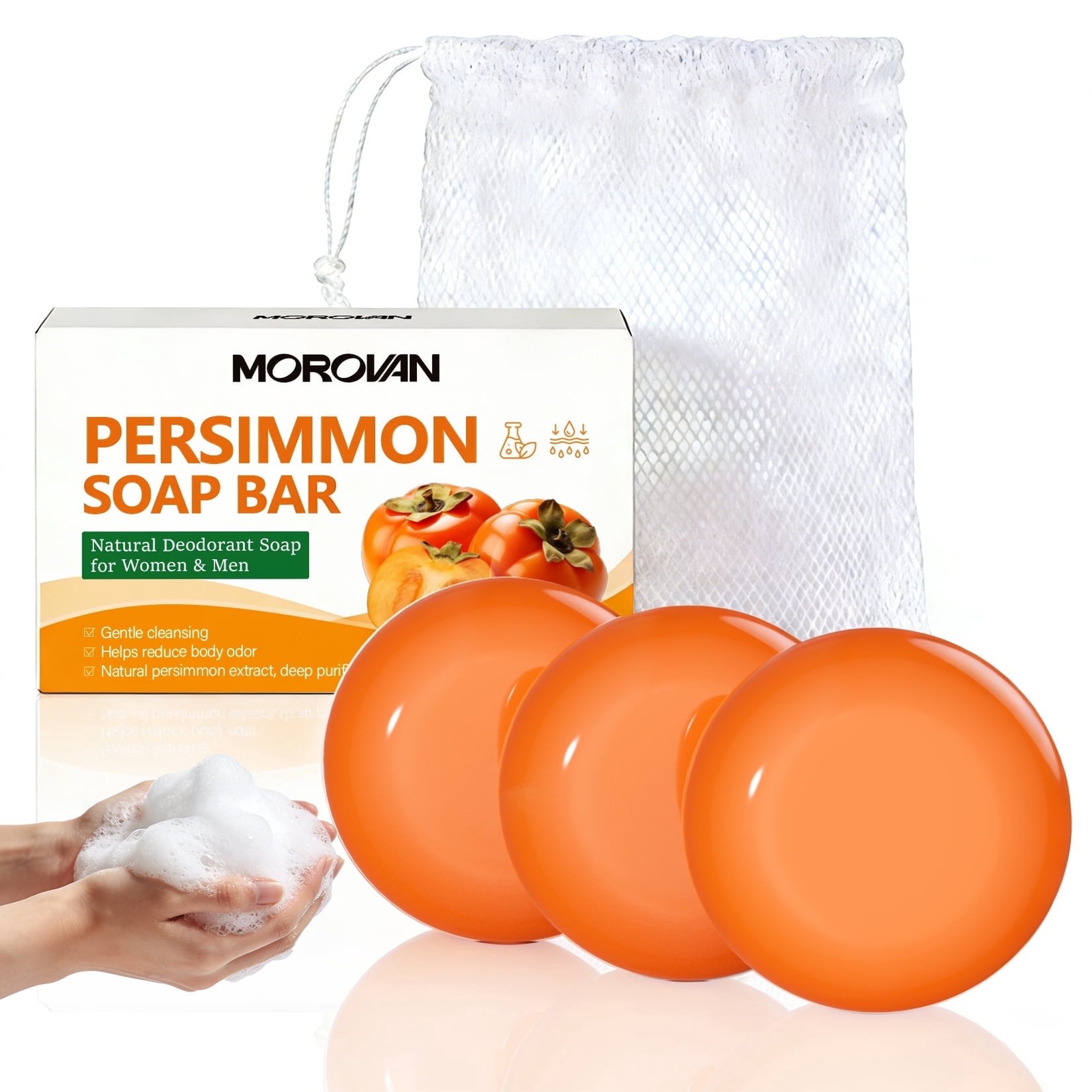 Persimmon Soap for Body Odor and Aging Smell Control Natural Deodorizing Cleansi