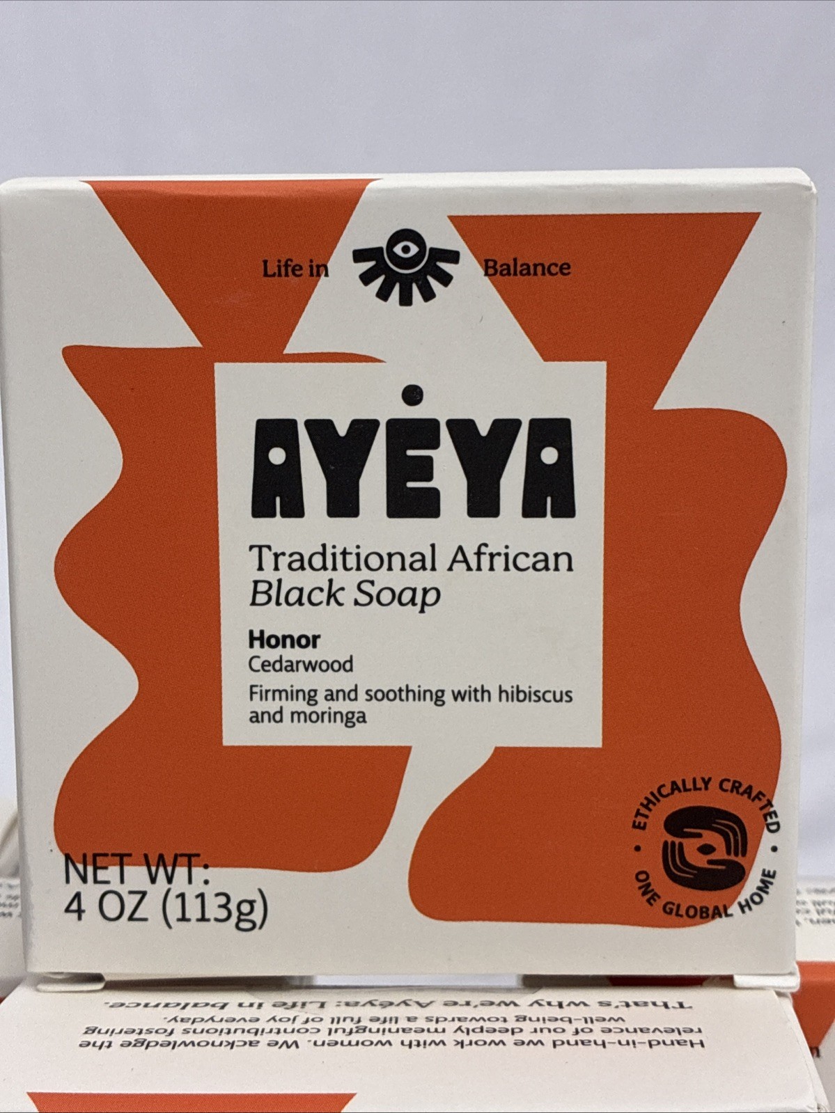 Ayeya Traditional African Black Soap Honor Cedarwood 6 Bars Hibiscus & Moringa