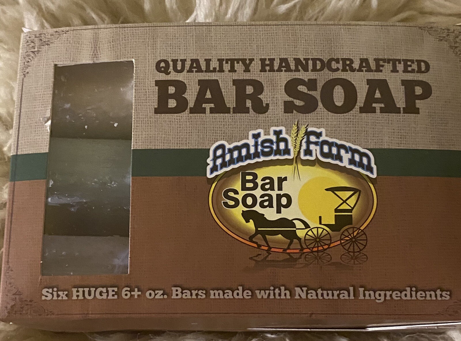 Amish Farm Handcrafted Natural Ingredients Bar Soap 6 Huge 6+ oz Bars in Box