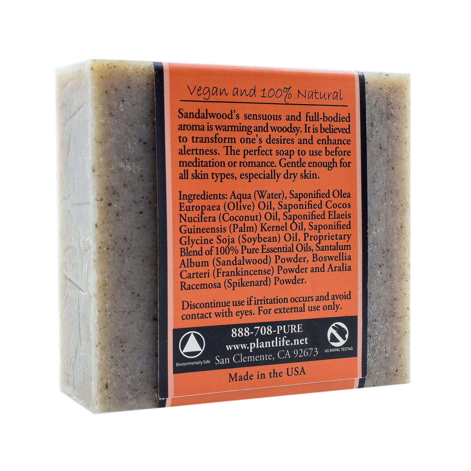 Sandalwood Bar Soap 4 Ounce Organic Handcrafted Skin Cleaning Agent