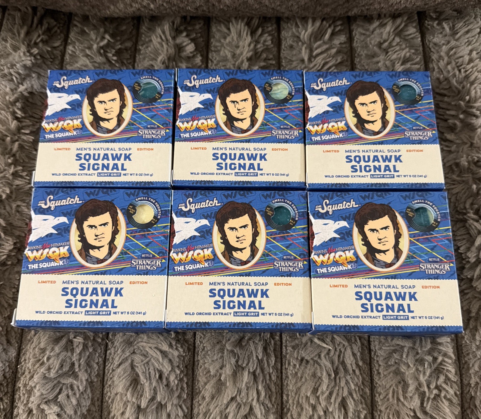 Limited Edition Lot Of 6 Dr Squatch Stranger Things WSQK SQUAWK SIGNAL Bar Soap