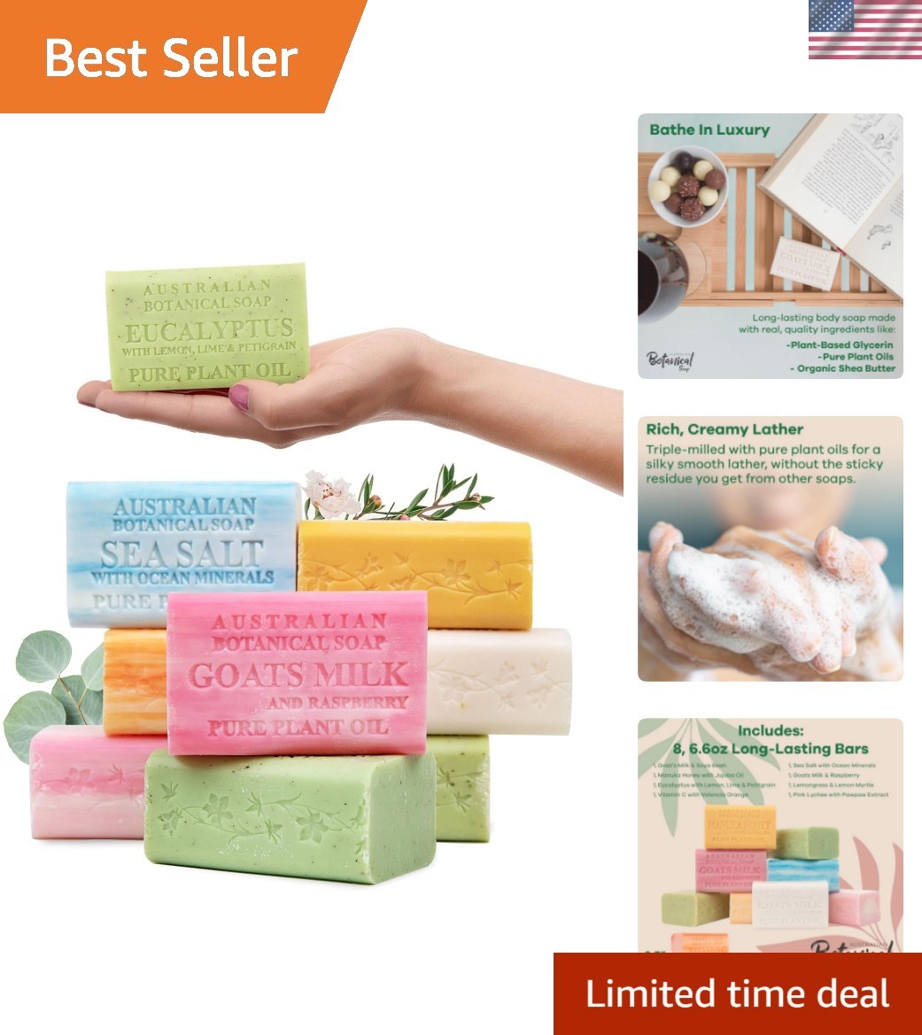 Australian Botanical Organic Soap – 8 Triple-Milled Bars with Shea Butter 6.6oz
