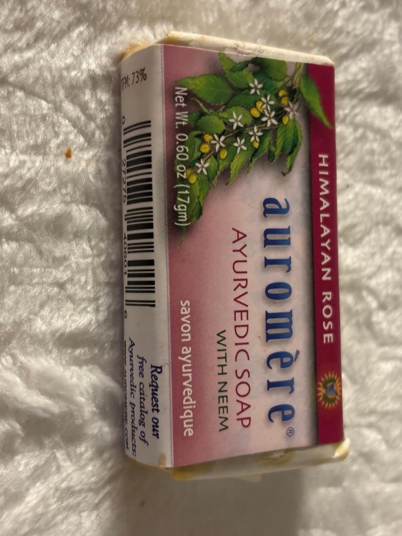 Auromere Ayurvedic Bar Soap, Himalayan Rose (SMALL 0.60 oz bar.) (ONE SMALL BAR)