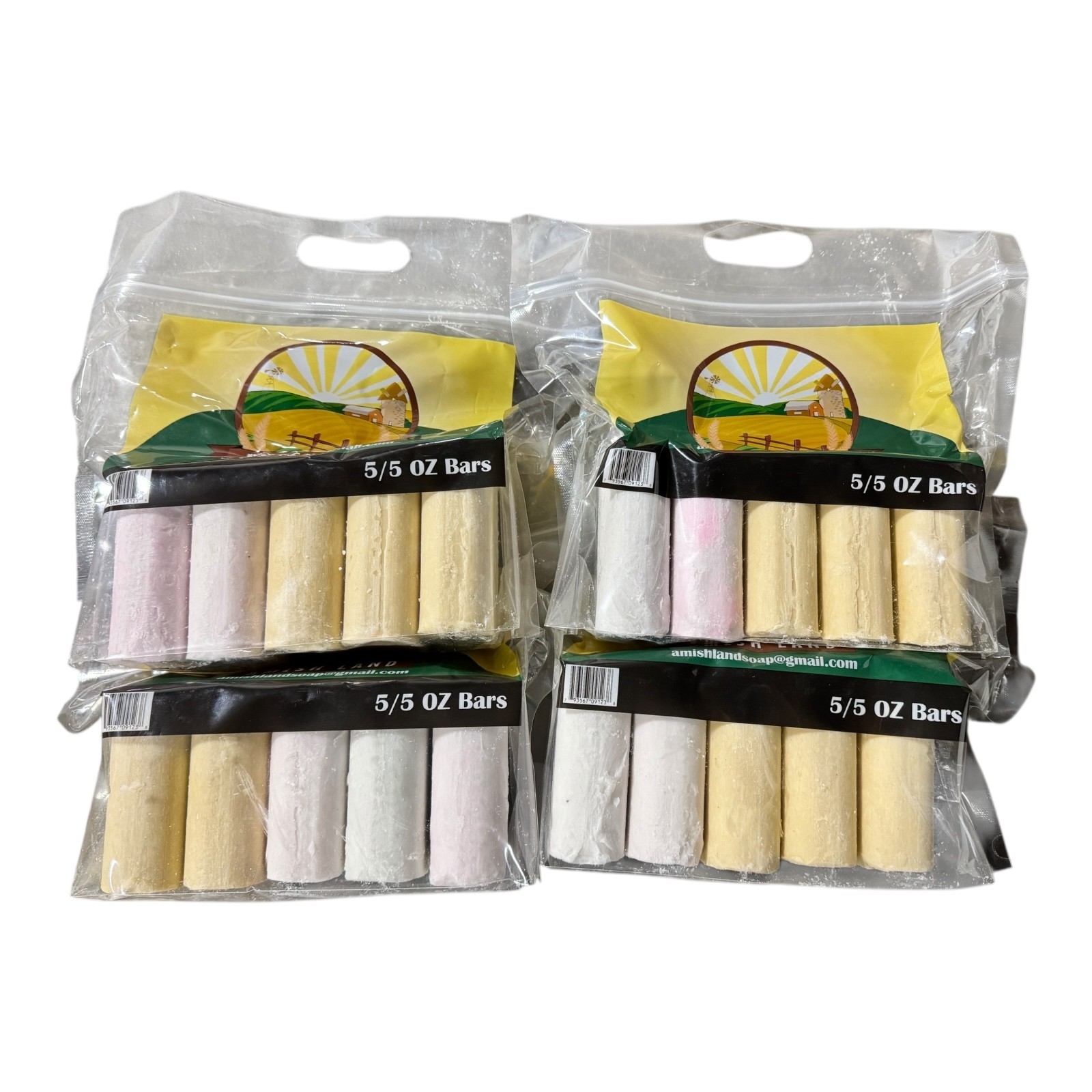 Amish Land Bar Soap 4 Bags x 5 oz Bars – 20 Pack Natural Hand-Crafted USA Made