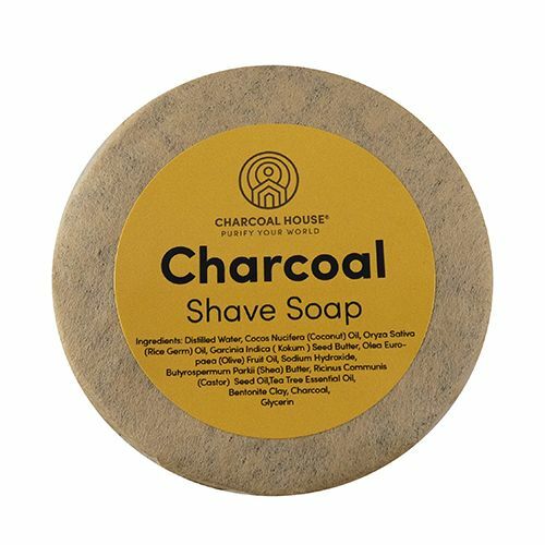 Charcoal Shave Soap with Tea Tree Essential Oil Shea Butter 3 oz. Face & Body
