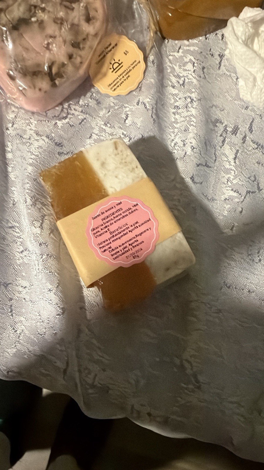 All Natural Honey & Oatmeal Body Bar Soap, Hydrating, White/Brown, 80g