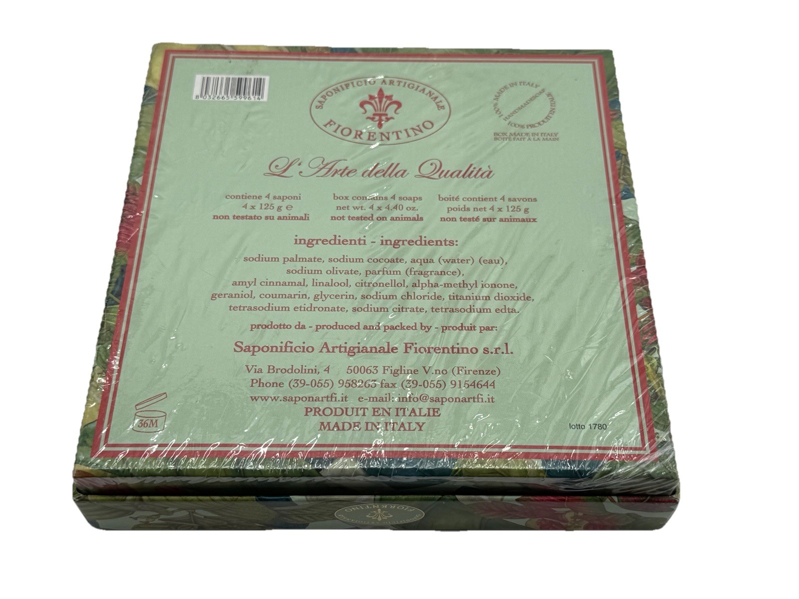 Saponificio Artigianale Fiorentino Body Soap 4 x 4.45oz Bars Italy Fleur de Lis