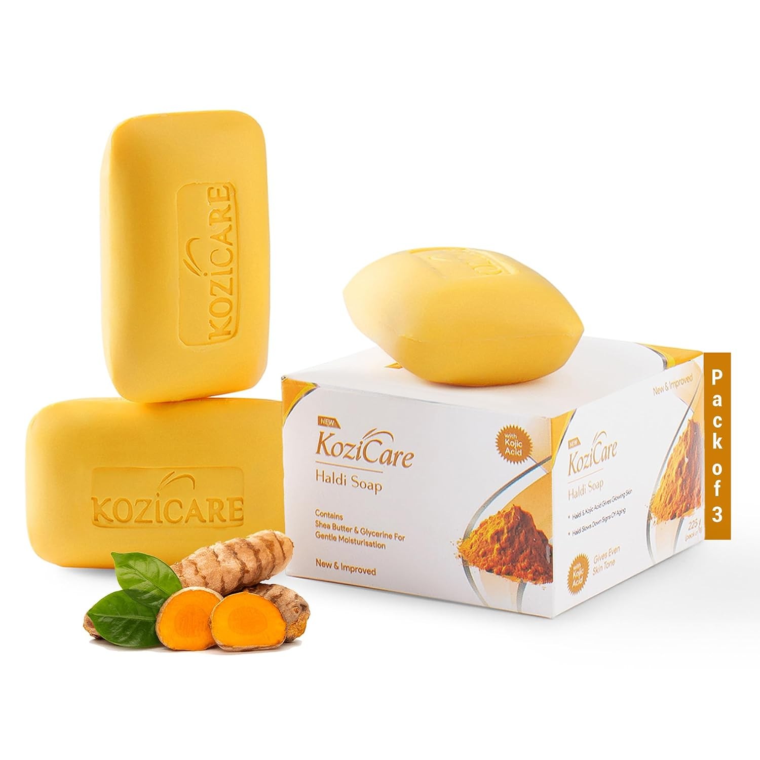 Kozicare Haldi Bath Soap 75g (Pack of 3) with Kojic Acid & Glutathione
