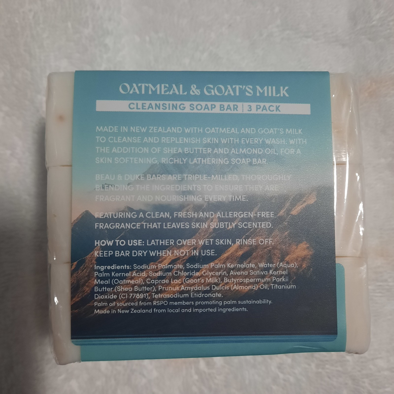 BEAU & DUKE New Zealand Oatmeal & Goat’s Milk Soap Lot 6 Bars 30oz 850g