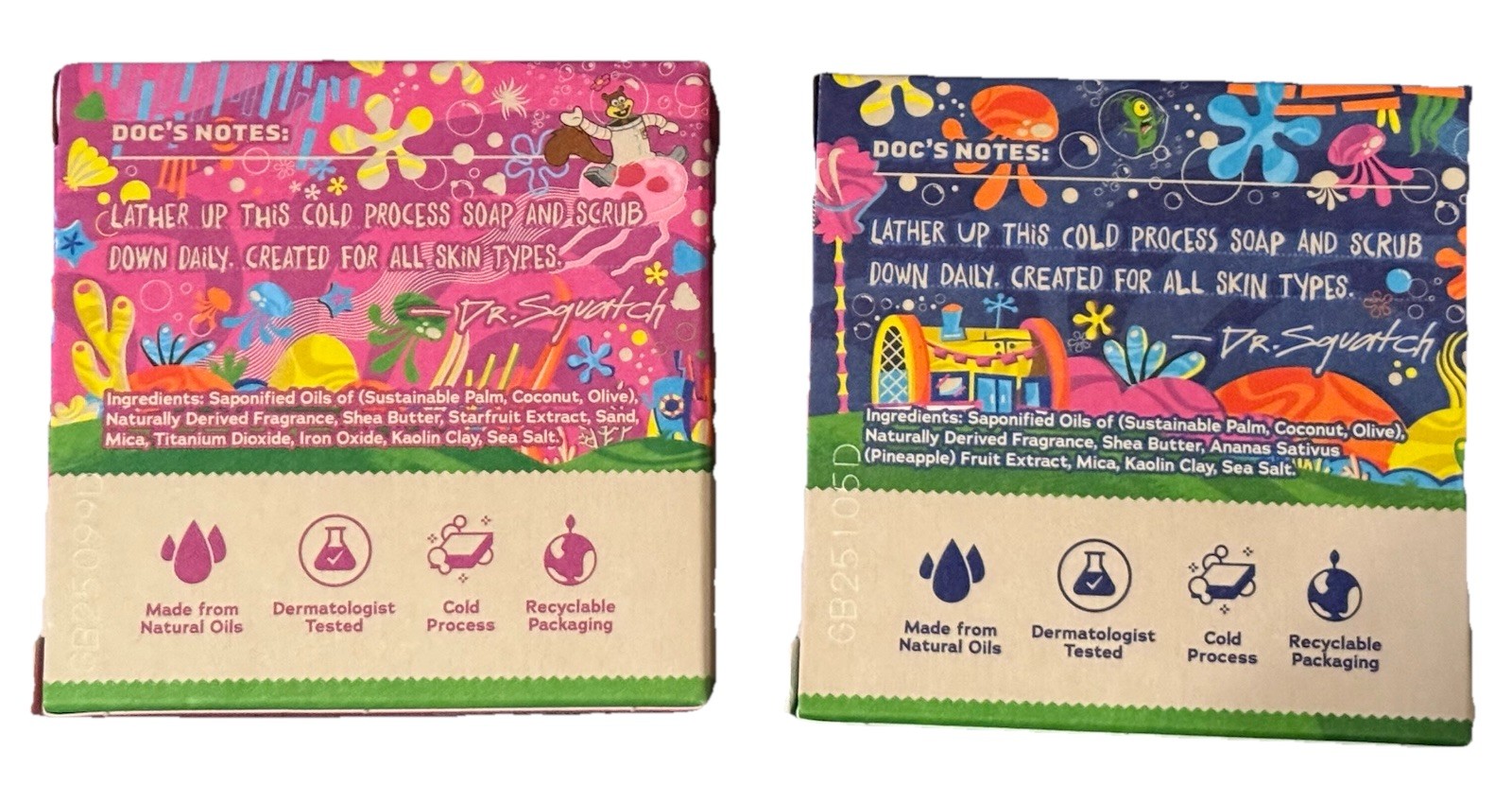 Dr Squatch Limited Edition SPONGEBOB SQUAREPANTS & PATRICK Natural Soap Bars 2pc