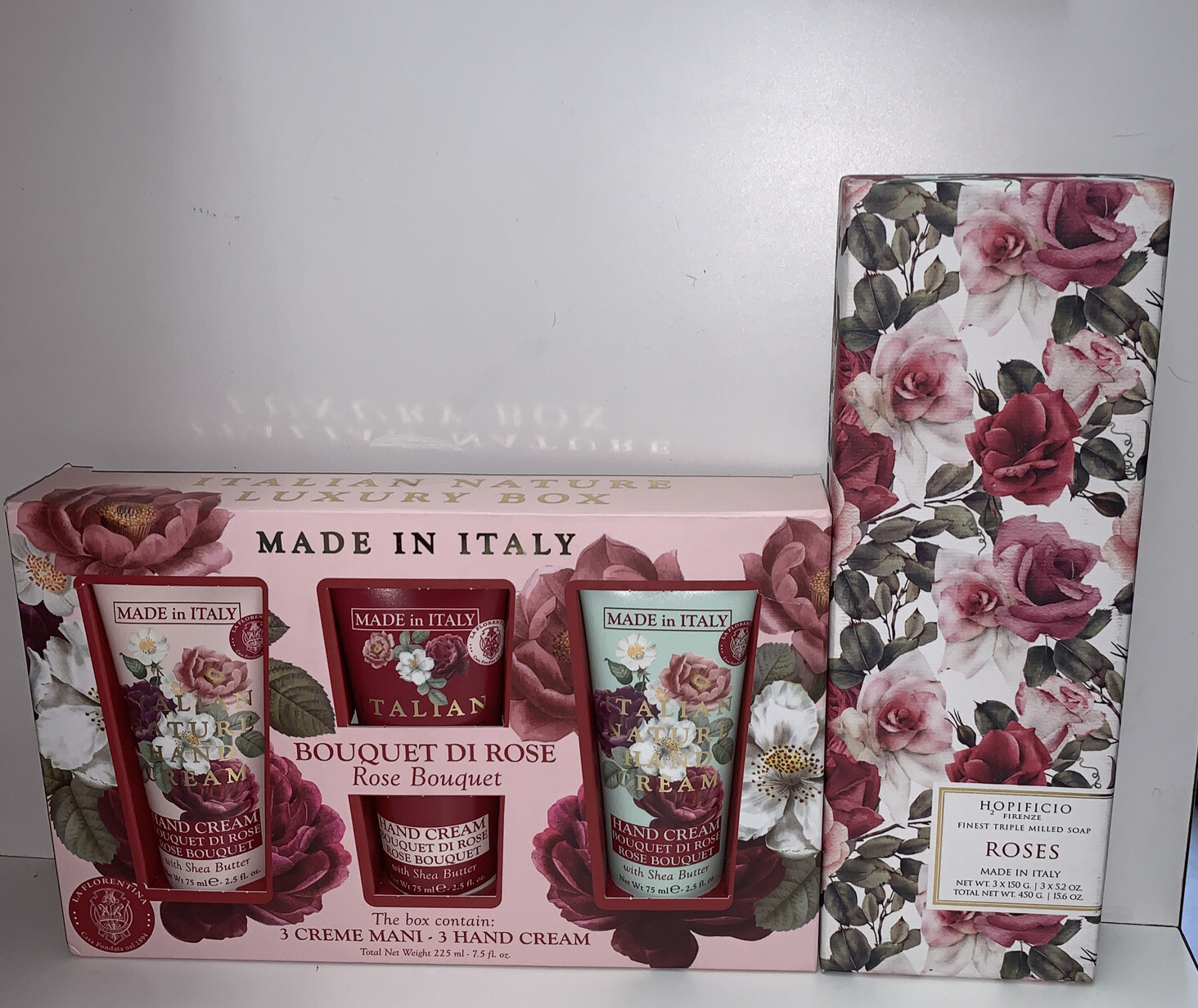 Hopificio Firenze Italy Tuscany3- Roses Soaps & 3-Rose Hand Cream New In Box 🌹