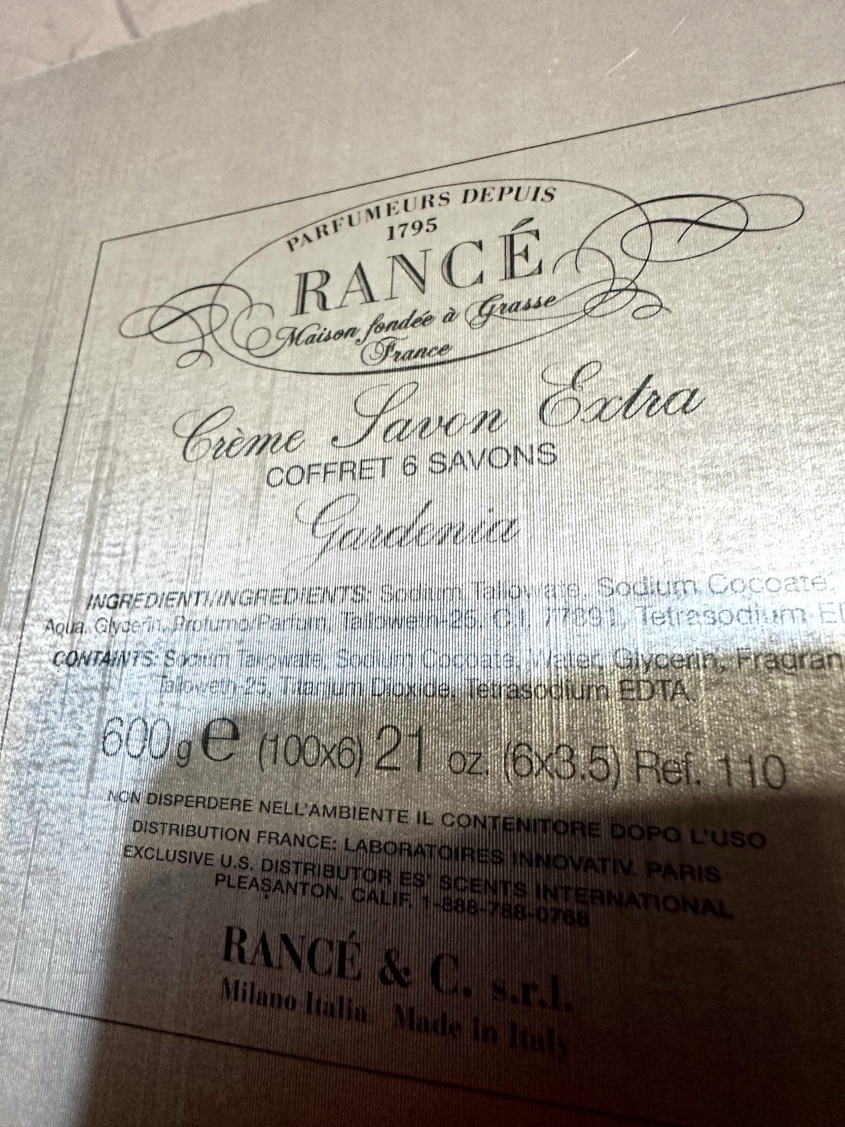 NEW Rancé Crème Savon Extra Gardenia 6-Pack Bath Soap Set Hands Body 100g each