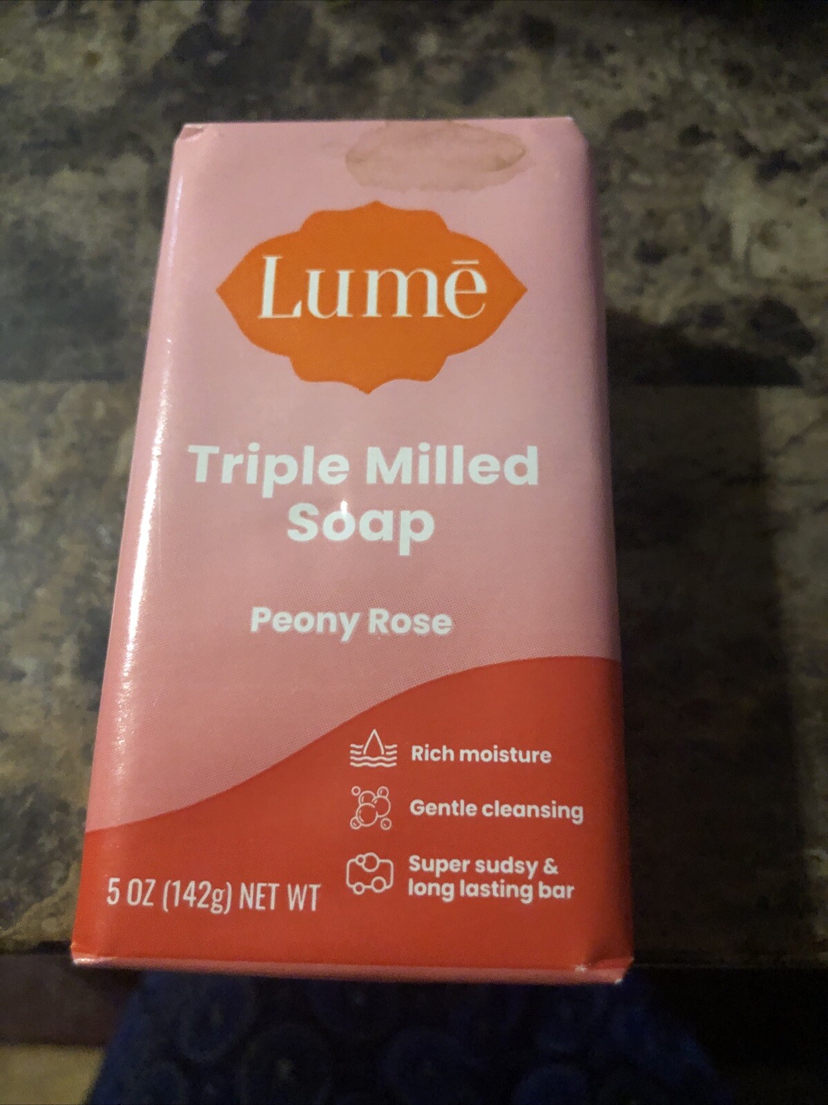 LUME Triple Milled Soap – Peony Rose scented – 5 Oz Bar – One bar