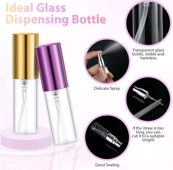 5ml/25pc Mini Refillable Travel Portable Perfume Atomizer Bottle Spray Pump Case