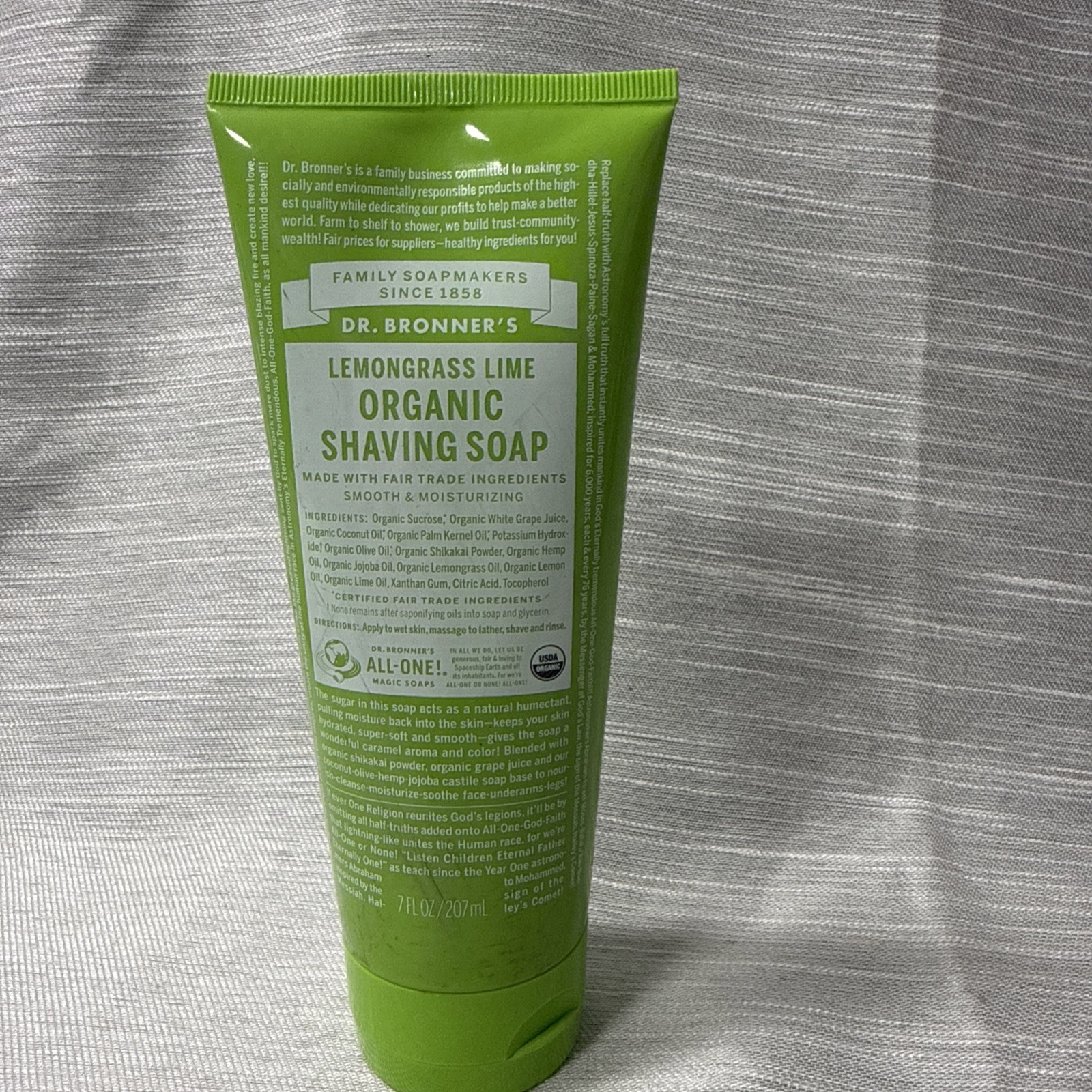 Dr. Bronners Lemongrass Lime Organic Shaving Soap 7 oz Smooth and Moisturizing