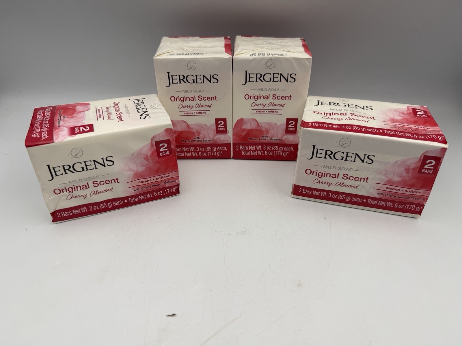 Jergens Cherry Almond Mild Soap Original Scent – 8 Bars (4x 2 Pack) – 3 Oz Each