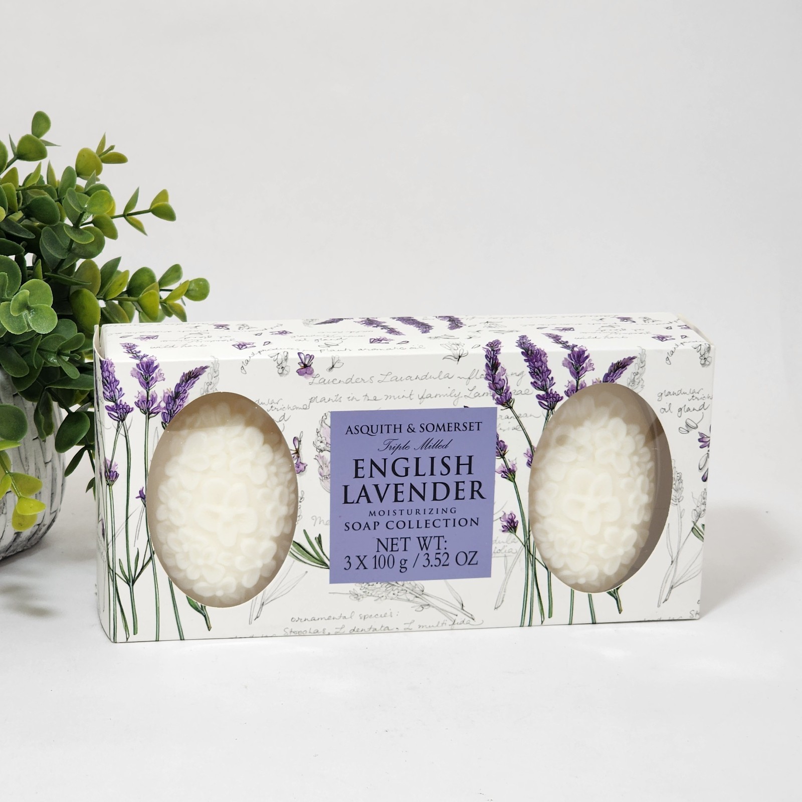 Asquith & Somerset English Lavender Soap Bar Collection Set 3 x 3.52 oz Each