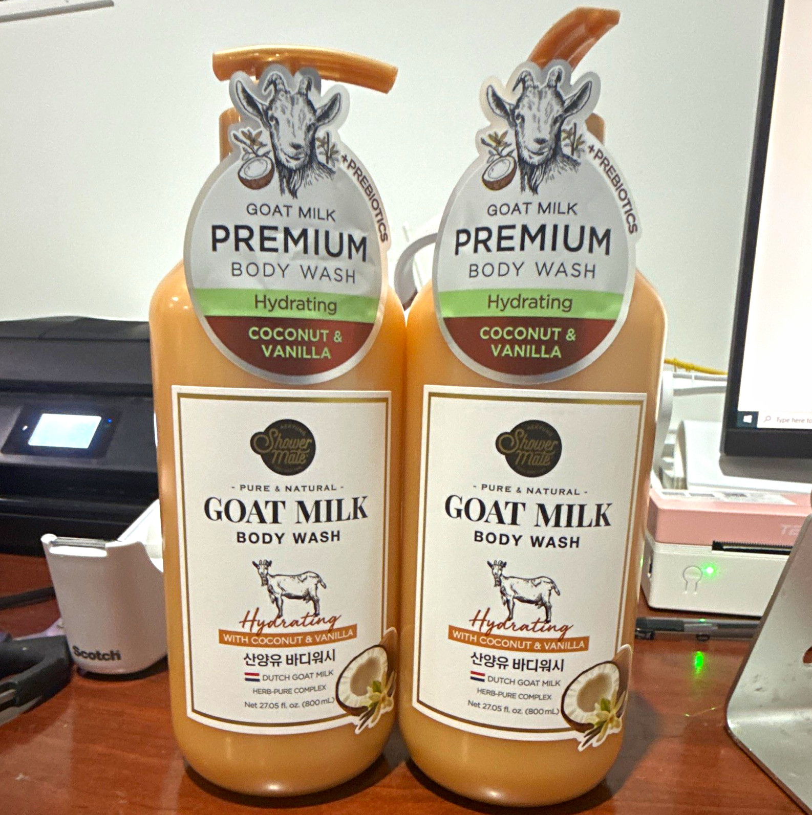 (2 pack) Shower Mate Goat Milk Hydrating Body Wash 27.05 fl oz