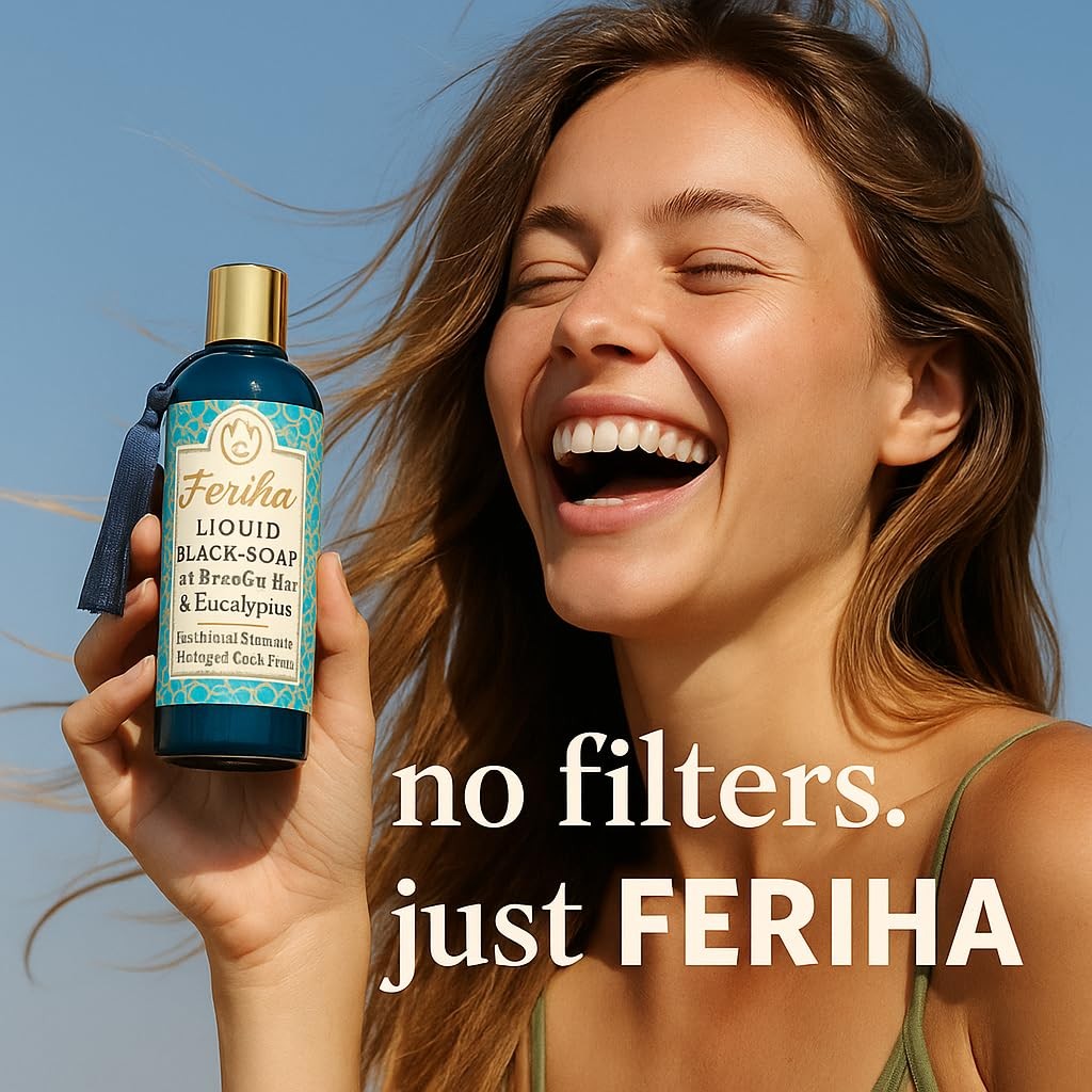 Moroccan Liquid Black Soap with Saharan Nila and Eucalyptus – Traditional Ham…