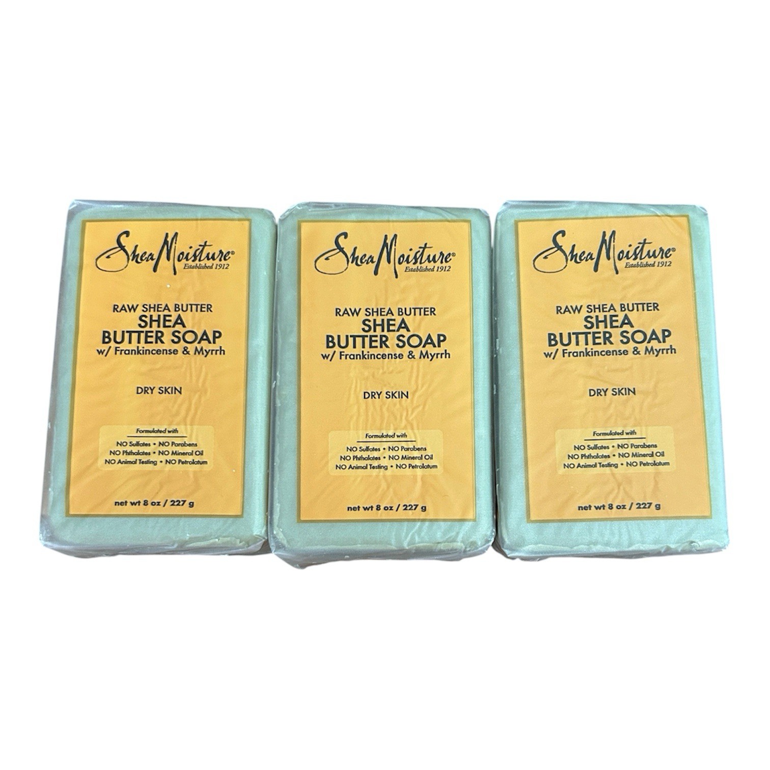 3 Bar Shea Moisture Raw Shea Butter SHEA BUTTER SOAP w/ Frankincense & Myrrh 8oz
