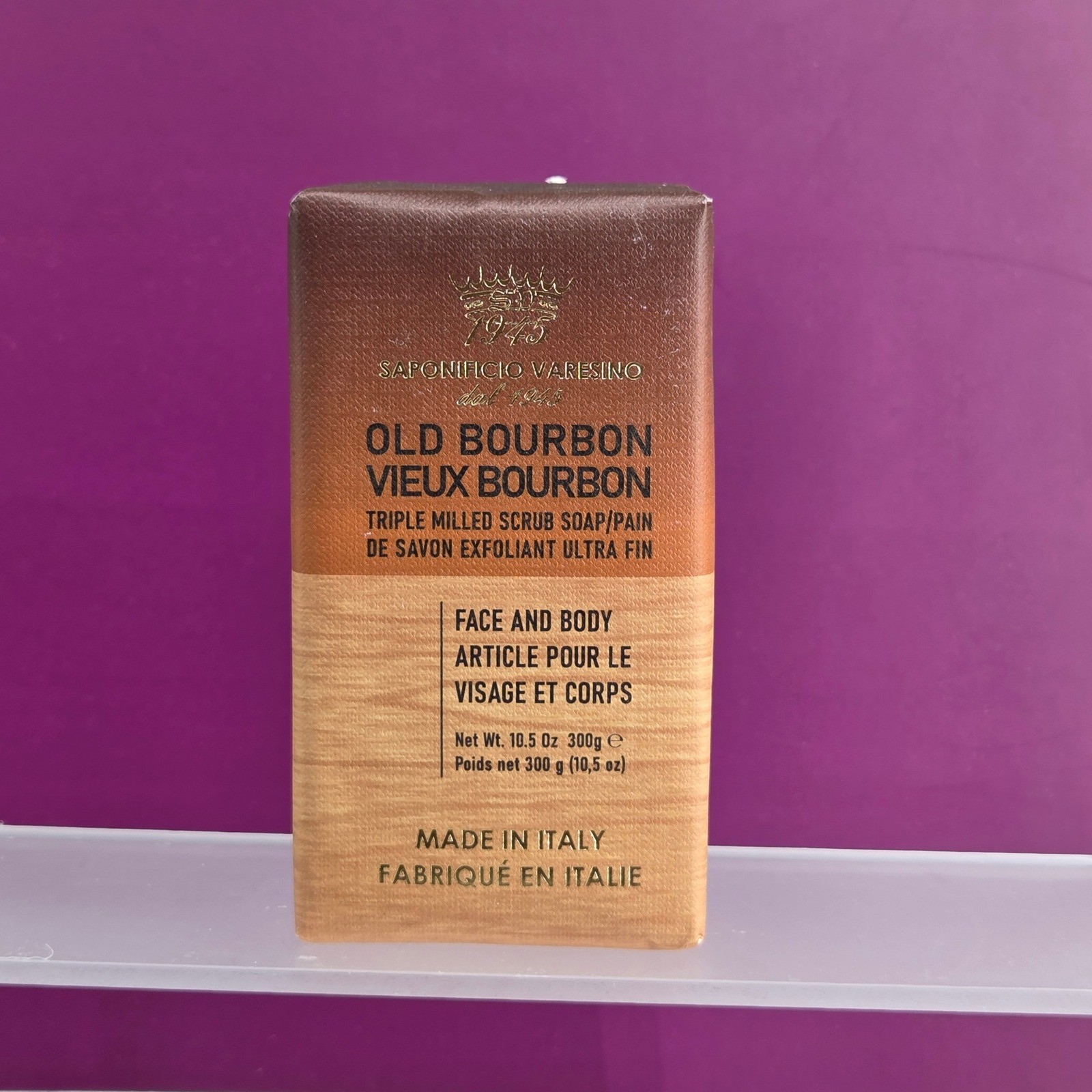 Saponificio Varesino Scrub Soap Mens 10.5oz Old Bourbon Italian Triple Milled