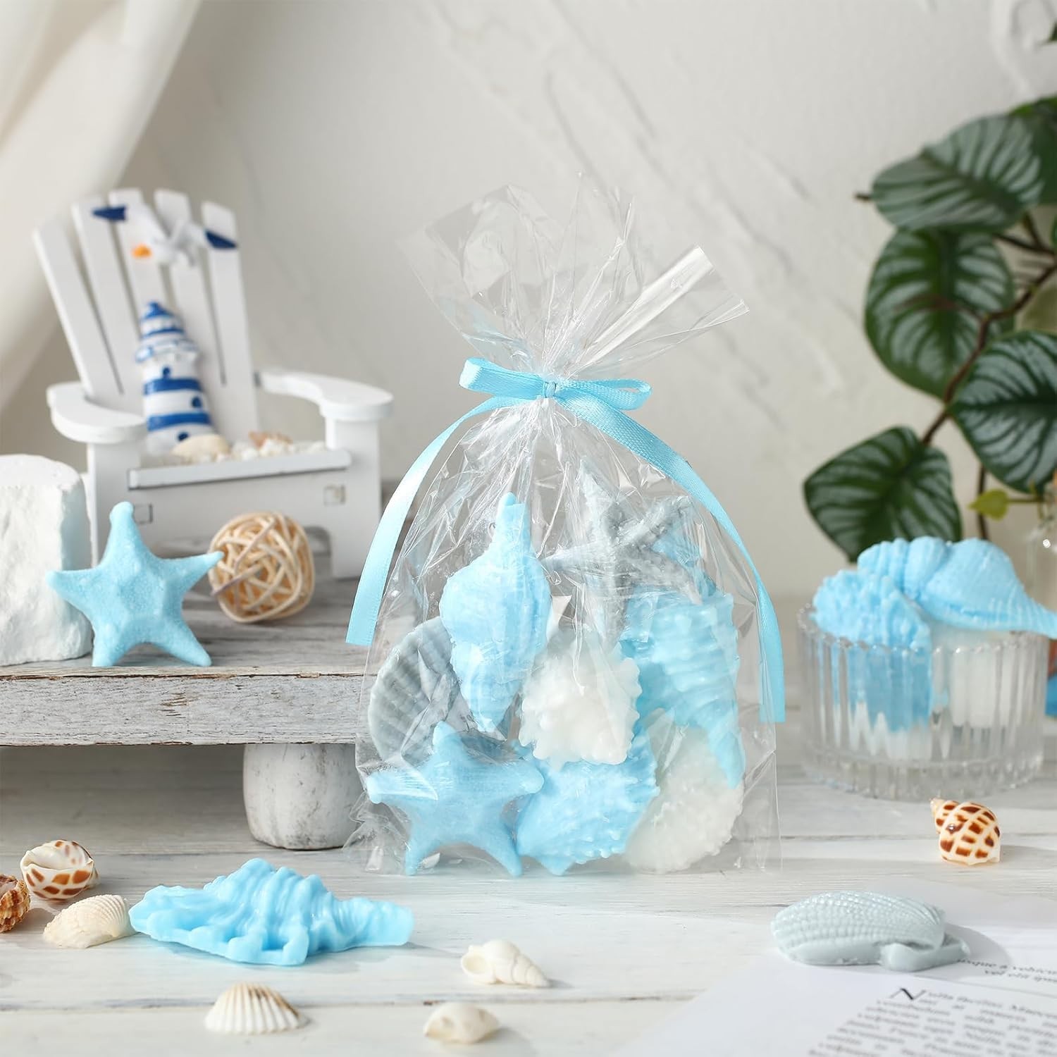 Sea Glass Soap Decor Seashell Ocean Beach Nautical Wedding Party Favors 2pcs