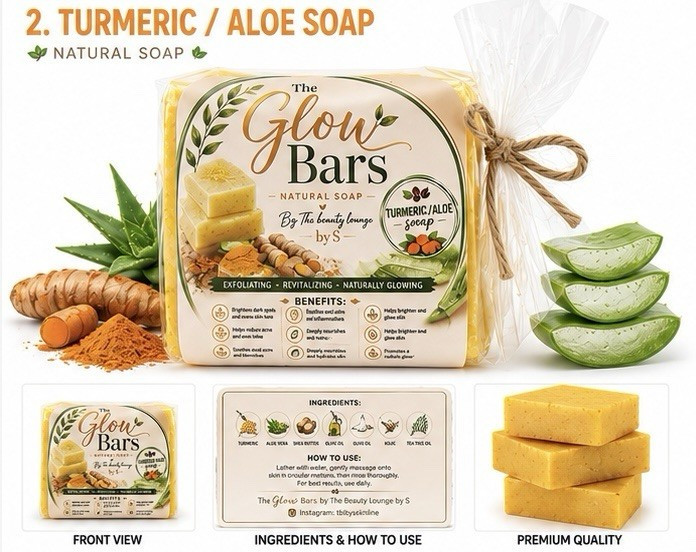The Glow Bars Natural Soap Turmeric/Aloe Turmeric Soap | Handmade Exfoliating
