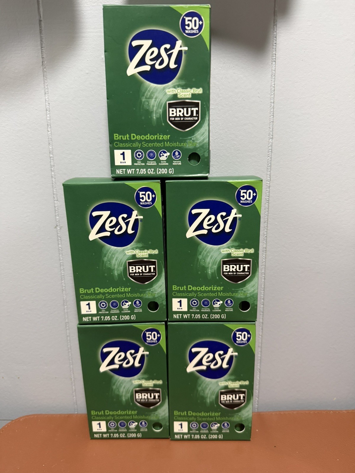 5x Lot Zest Brut Deodorizer Classically Scented Moisture Bar Soap 7.05 oz.