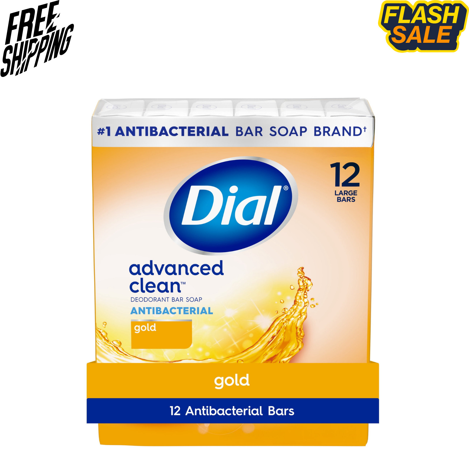 Dial Antibacterial Deodorant Bar Soap Gold 12 Bars 4 oz Each
