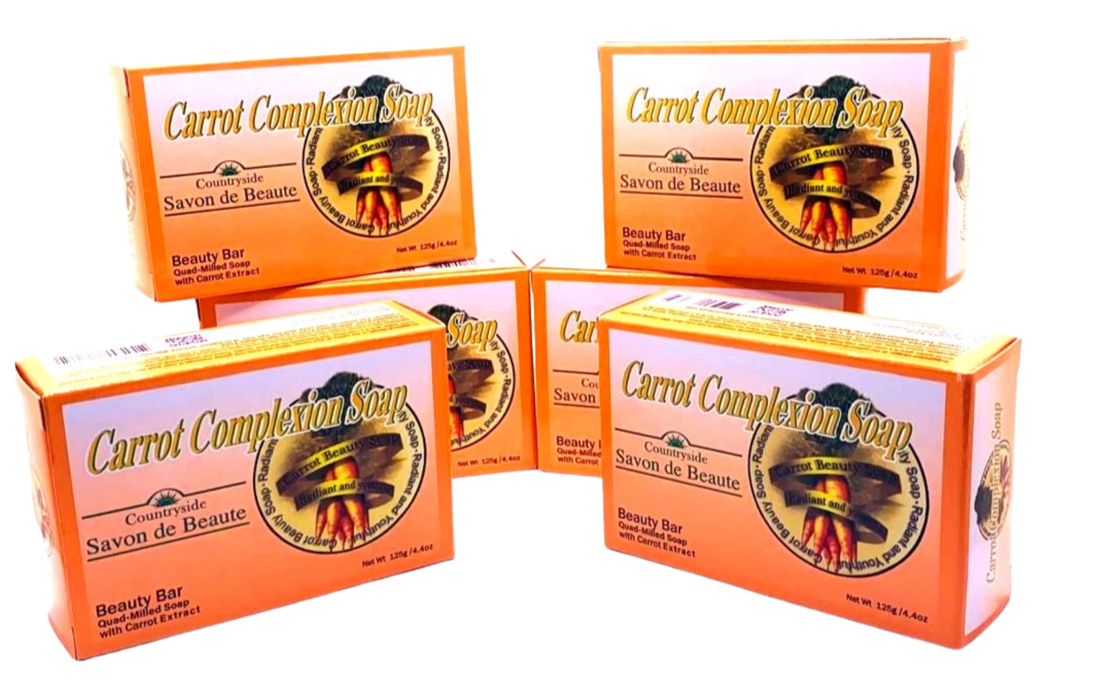 6x Carrot Extract Bar Soap Helps Cleanse Pores & Improve Skin Tone 4.4 oz