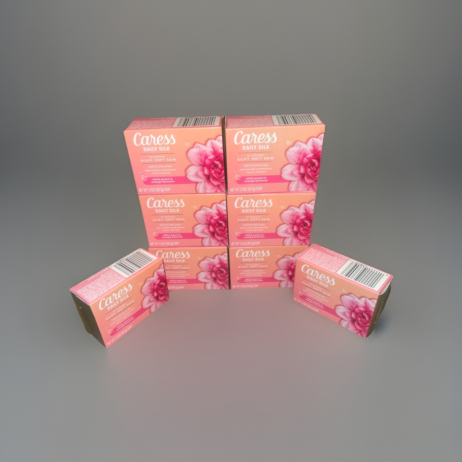 (8pk)Caress Daily Silk White Peach & Silky Orange Blossom Beauty 2.6oz Bar Soap