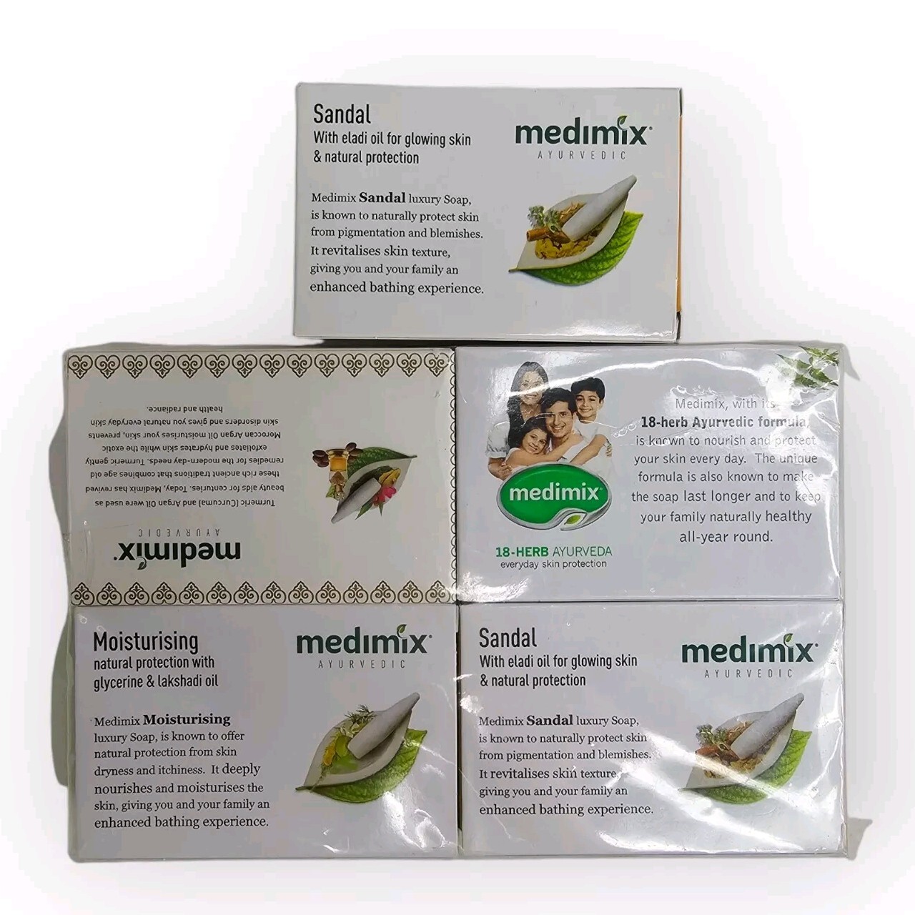 MEDIMIX AYURVEDIC Bar Soaps Lot of 5 4.4 oz Sandal Glycerin Turmeric Argan Herbs