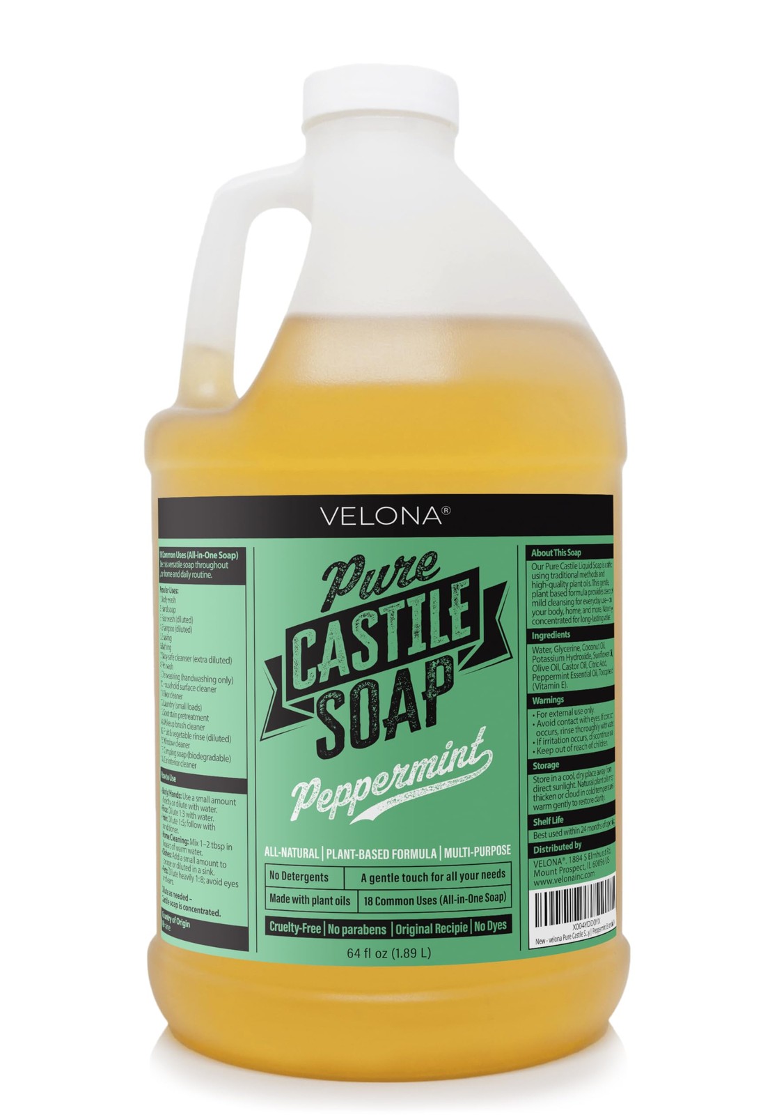 velona Pure Castile Soap – 64 Fl oz | Mild & Gentle | 64 Oz (Pack of 1)