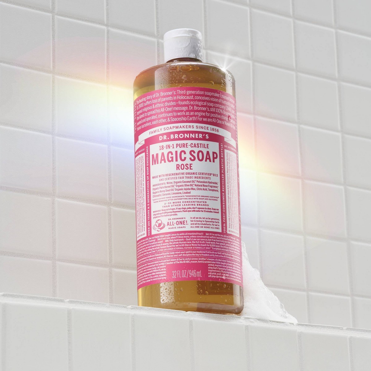Dr. Bronner’s Magic Pure Castile Liquid Soap Bodywash – Rose – 32 fl oz