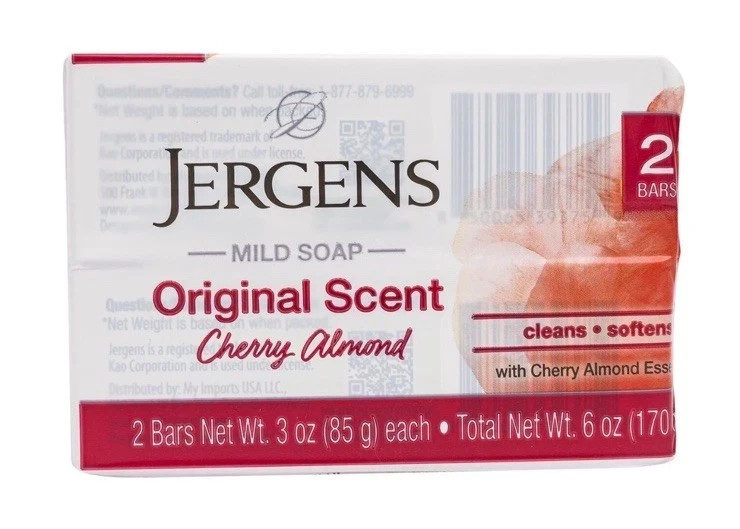 Jergens Original Scent Cherry Almond Mild Soap Bar, 2 Bars 3oz Each (Pack of 12)