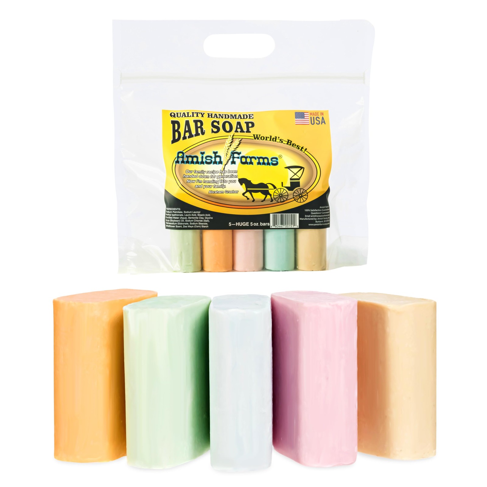 Amish Farms Soap Bar with All Natural Bentonite Clay | Made in USA Vegan