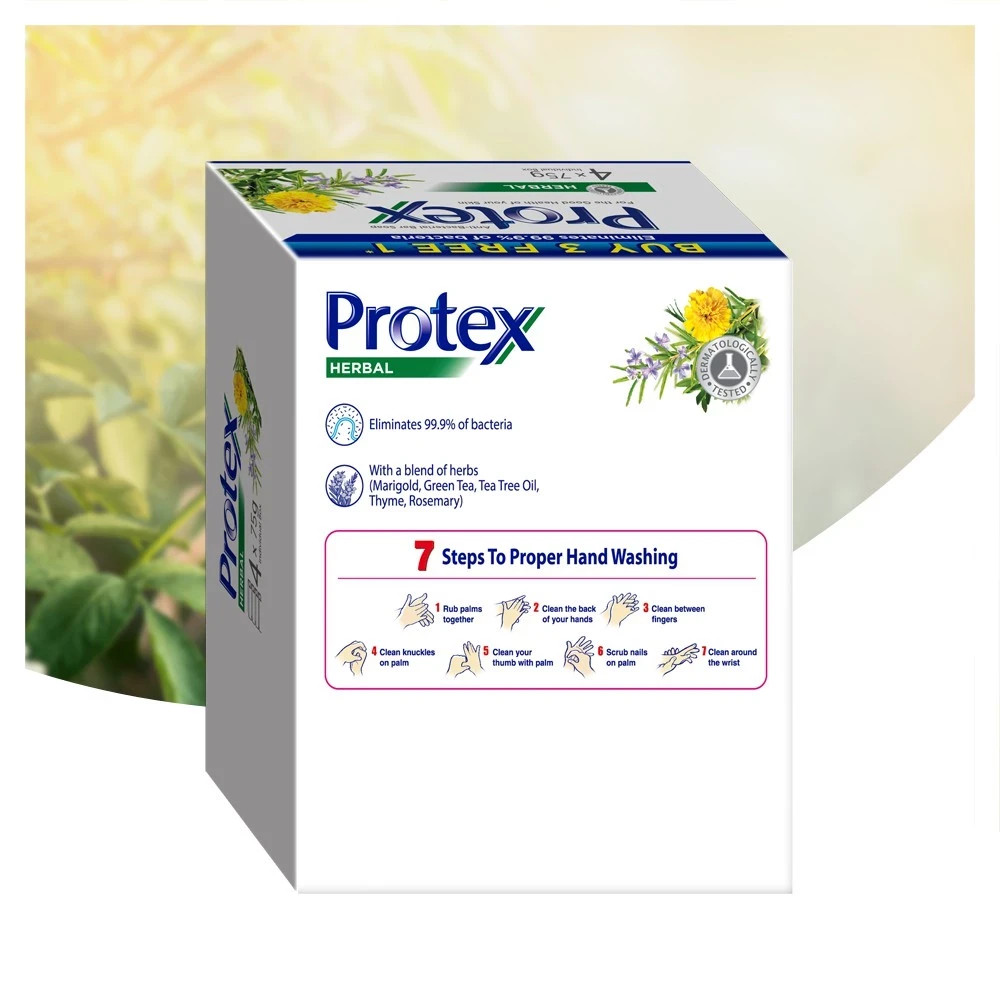 Protex Antibacterial Bar Bath Soap Daily Clean Protect Hygiene Family Use 4x75g