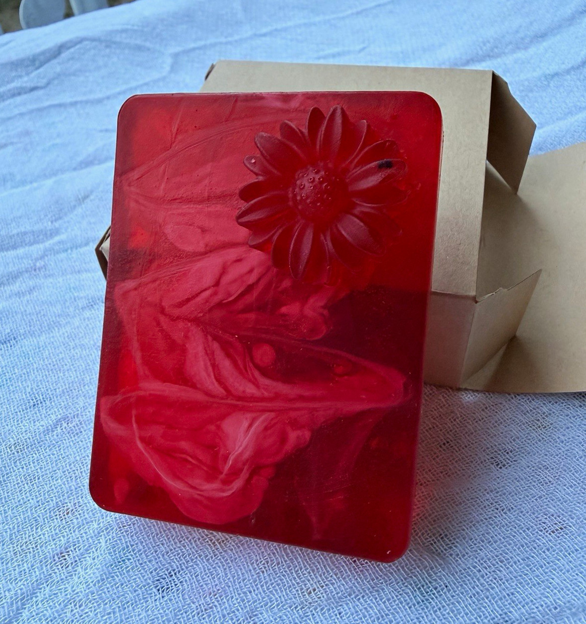 3 Handmade Red Floral Flower-Shaped Body Bar Soap for Body & Hands Men Women