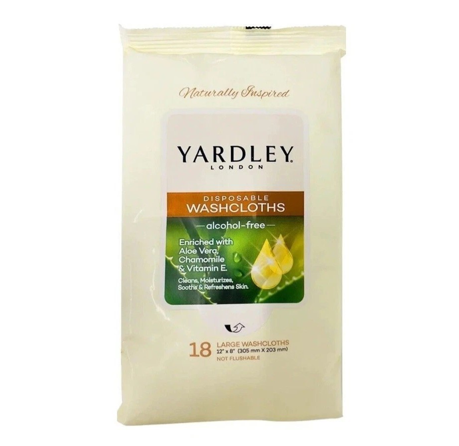 💚 YARDLEY LONDON (2-PACK) 18-COUNT 12″X8″ ●DISPOSABLE WASHCLOTHS● alcohol-free.