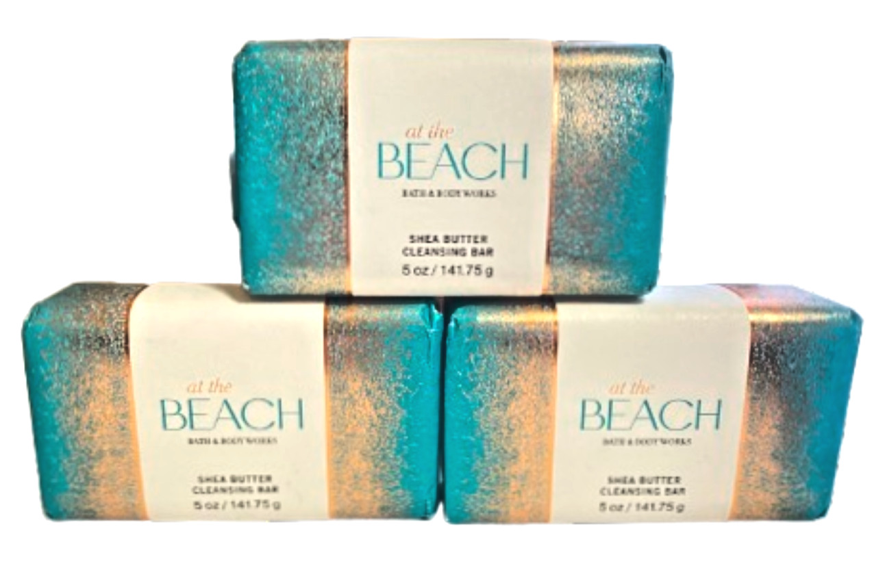 Bath & Body Works 3x AT THE BEACH Shea Butter Cleansing Bar Soap FREE SHIP