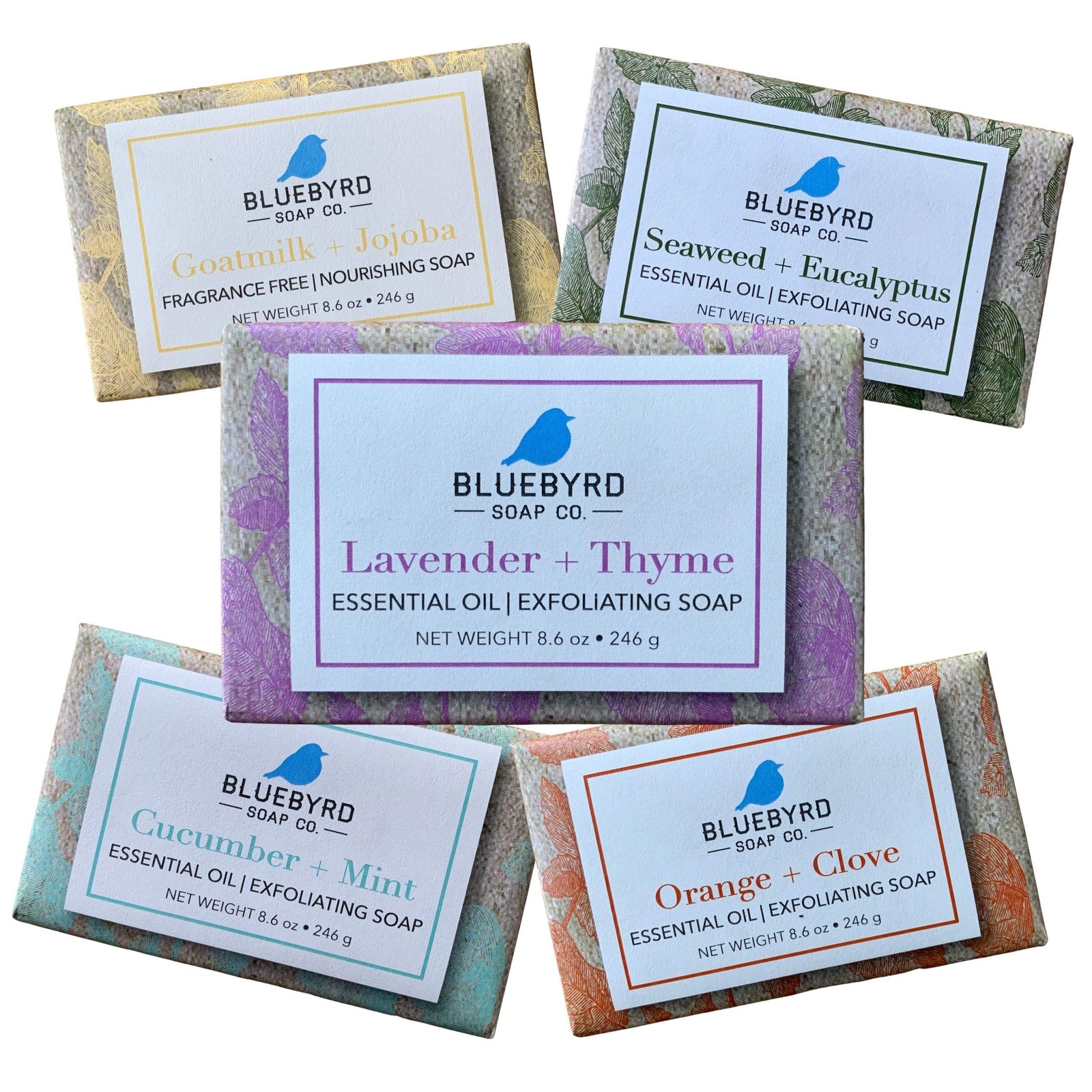 BLUEBYRD Soap Co. 5-Pack Variety Set Exfoliating Essential Oil Soap Bars | 10…
