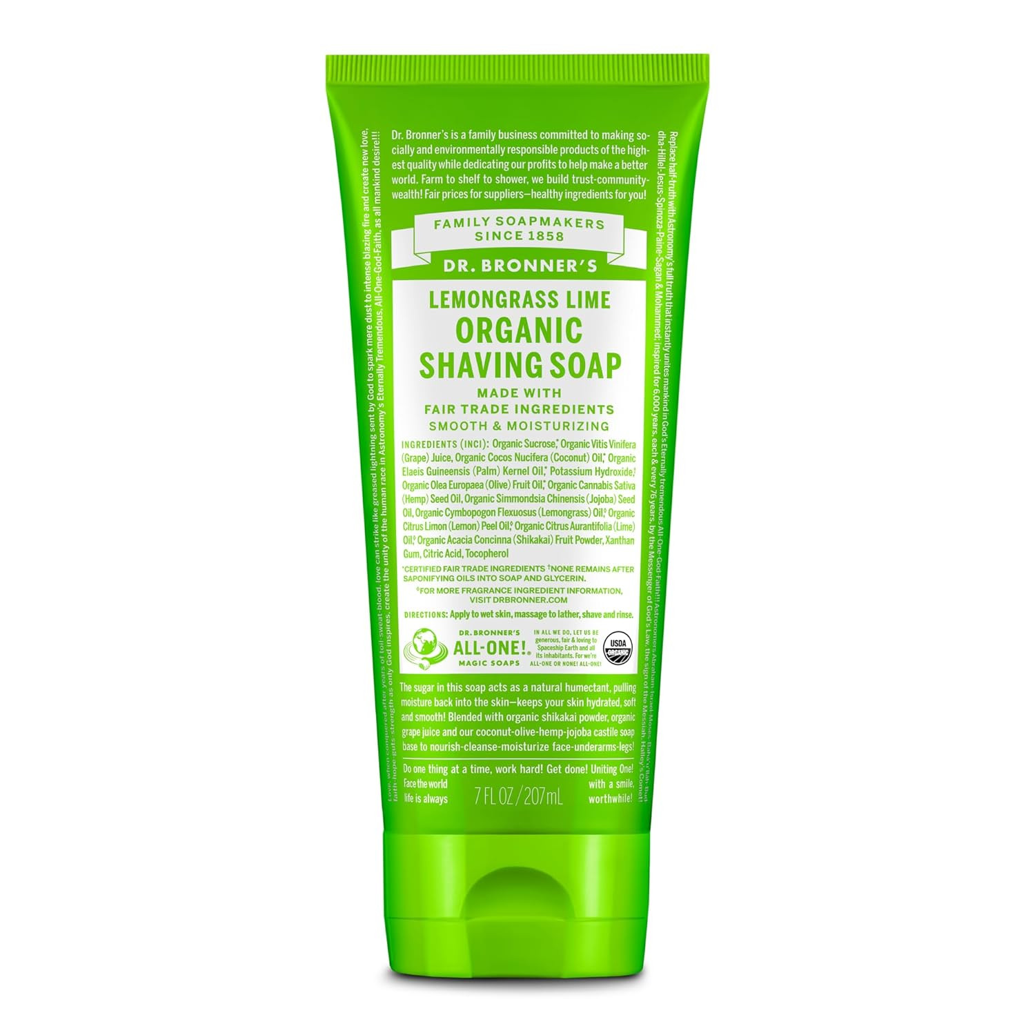 – Organic Shaving Soap (Lemongrass, 7 Ounce) – Certified Organic, Sugar and Shik